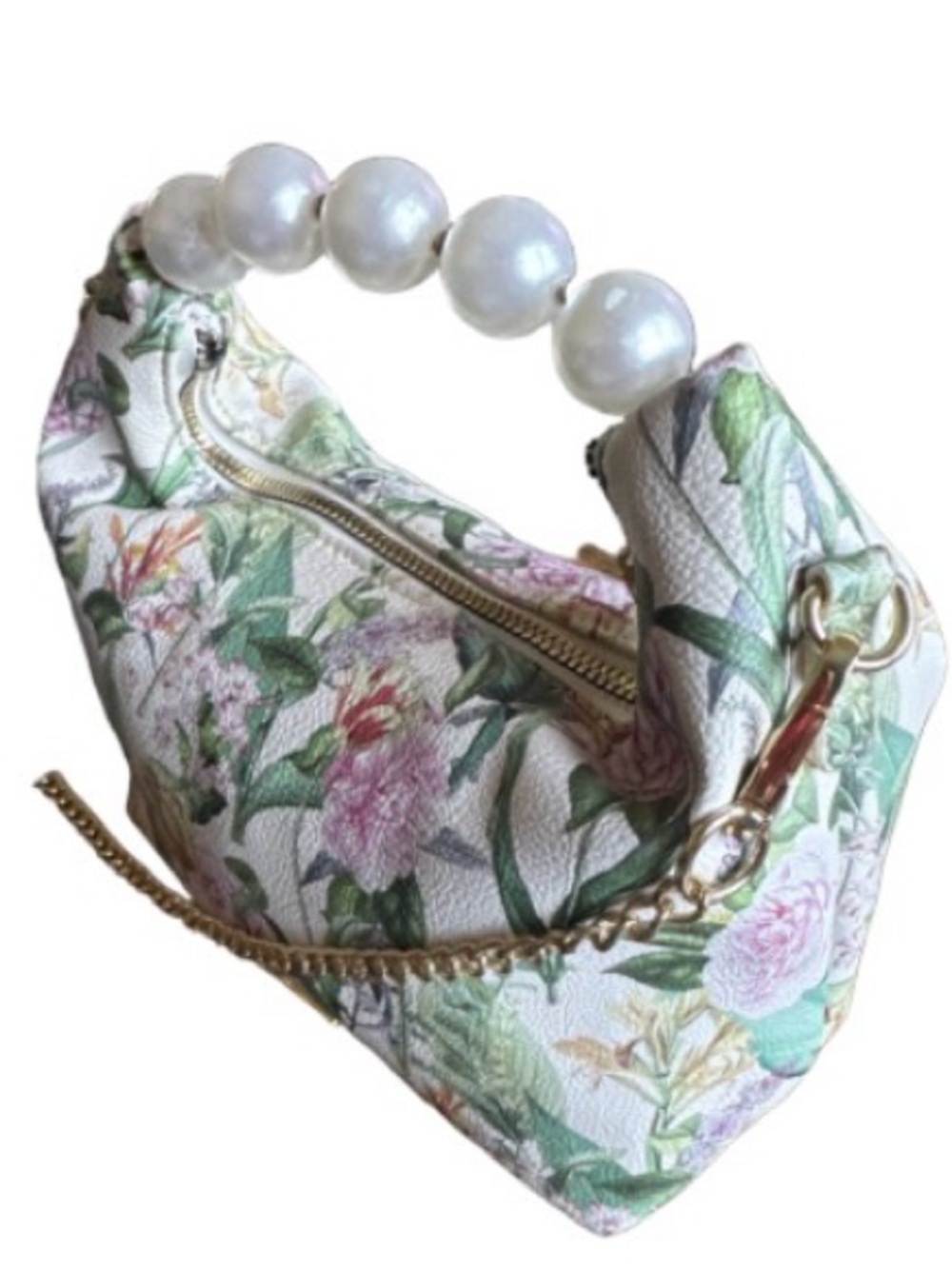 Betsey Johnson Floral Pearl-Handle Crossbody in Pink, Green & White - Picture 5 of 11